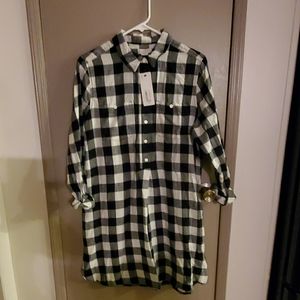 Black/ White Flannel Shirt Dress